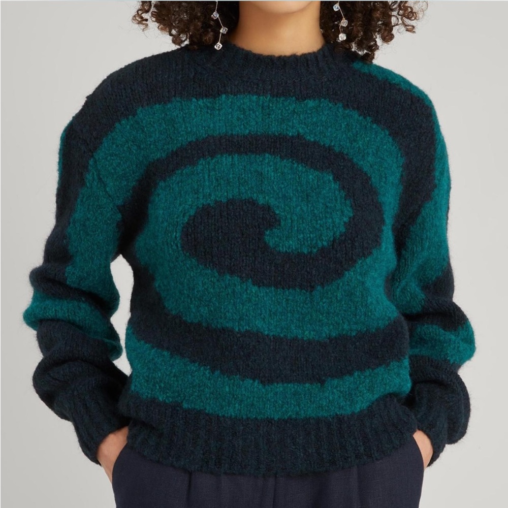 Paloma Wool Teal and Navy Swirl Sweater